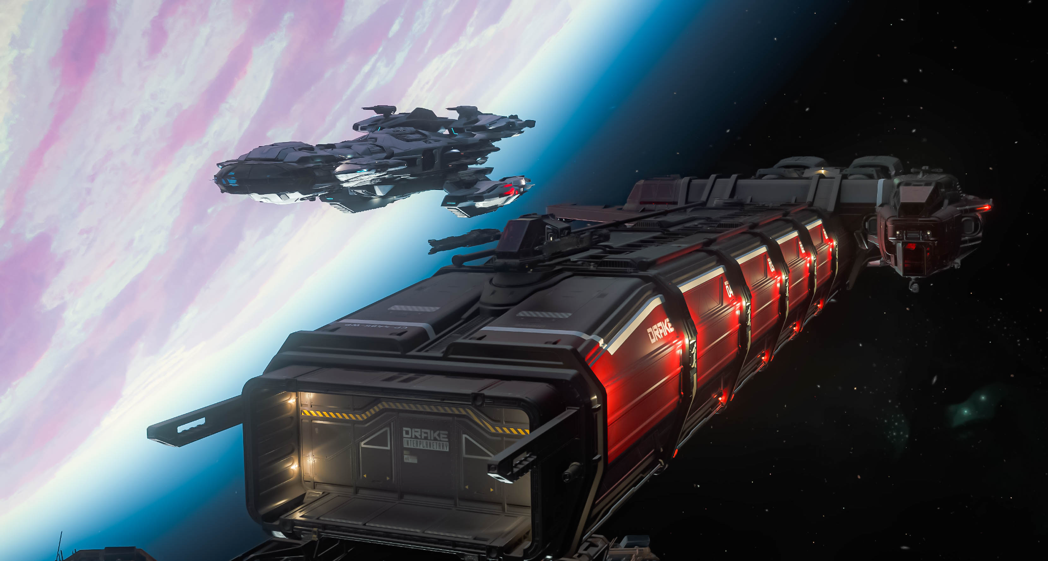 Reaper Squadron bei einer Escort-Operation mit gesichertem Transport im Orbit